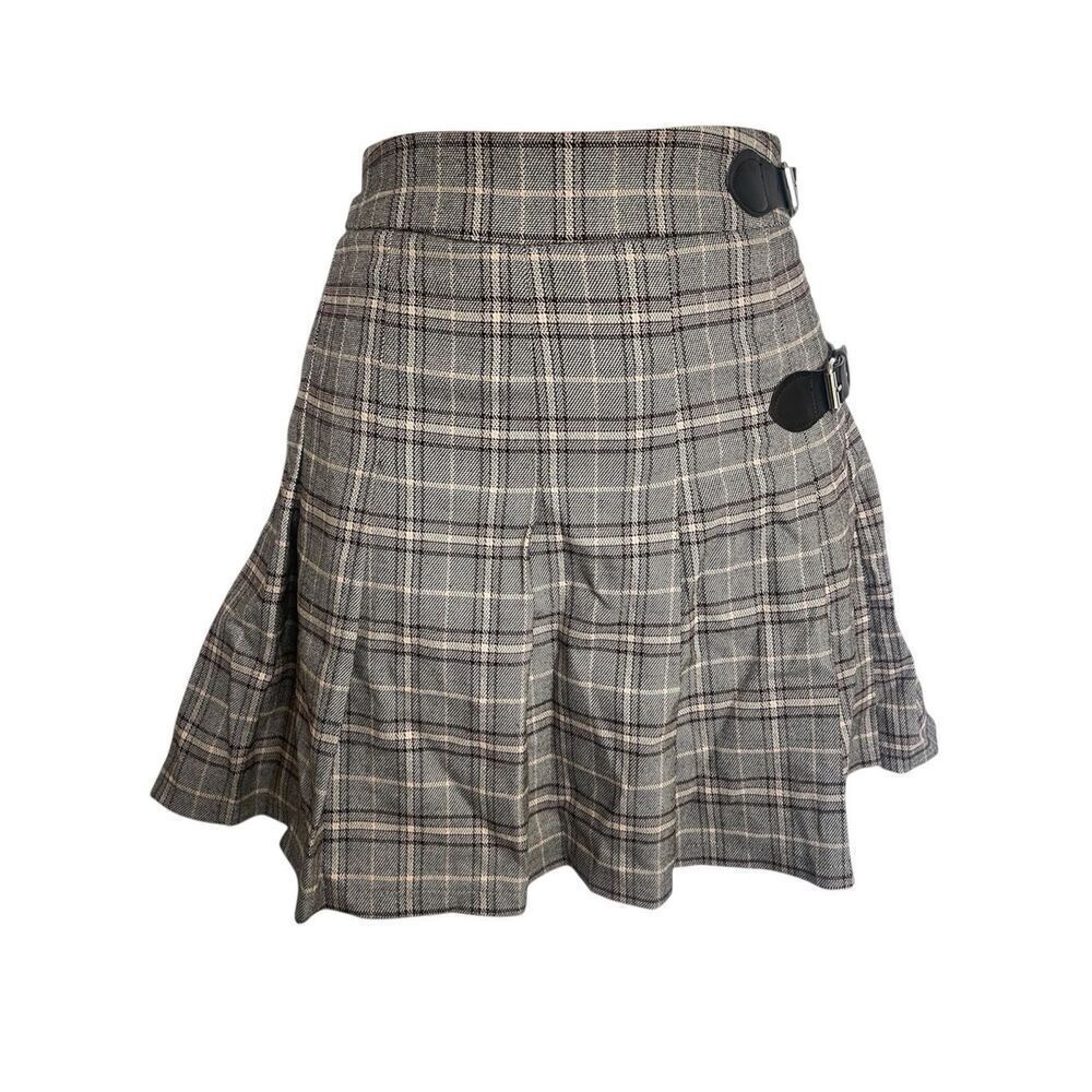 Full Tilt Plaid Buckle Mini Skirt